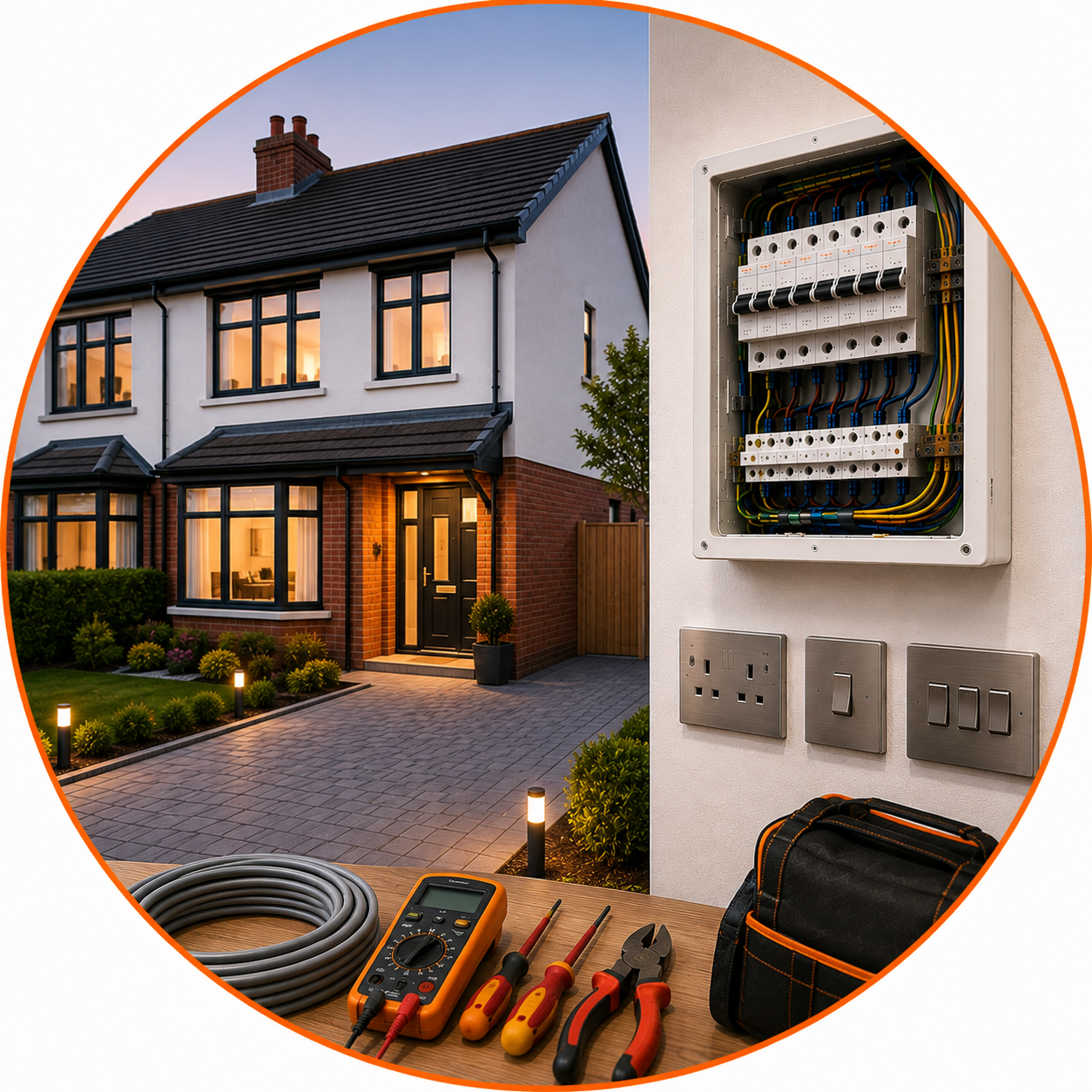 Semi-Detached House Rewiring Manchester with modern electrical wiring and consumer unit