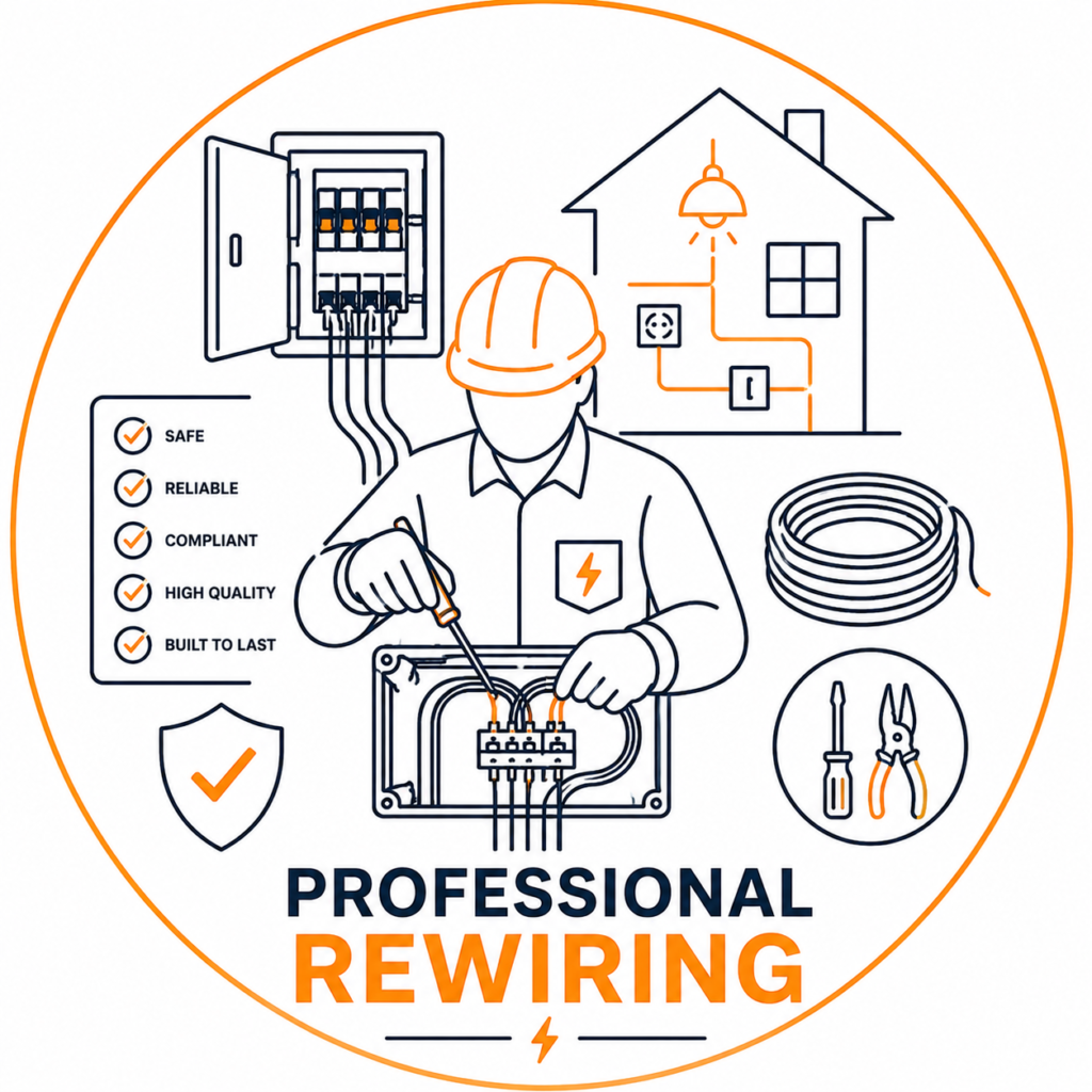 Professional Property Rewire Manchester service replacing old wiring with modern electrical cables.
