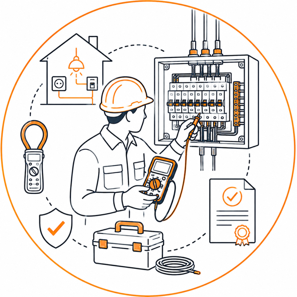 Electrical testing and certification following a Property Rewire Manchester installation.