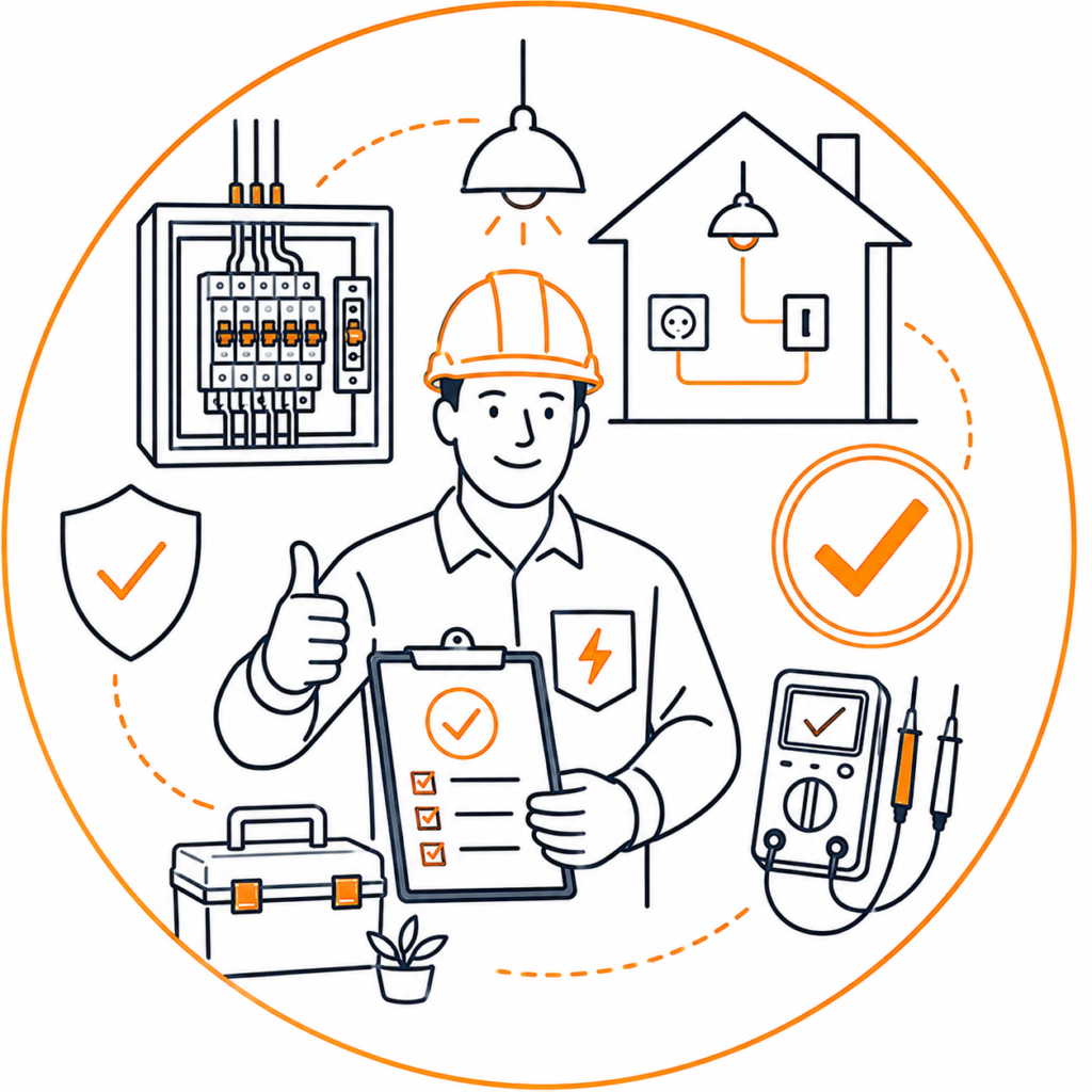 Completed Property Rewire Manchester project with final safety checks and certification.
