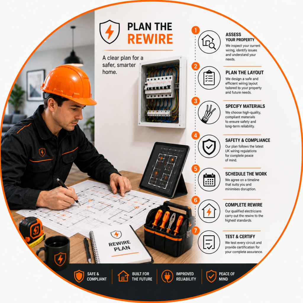 Flat rewiring Manchester planning based on property layout and electrical nee