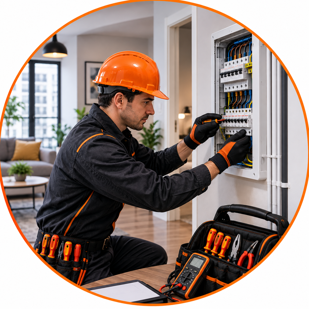 Apartment Rewiring Manchester by a qualified electrician installing modern apartment wiring