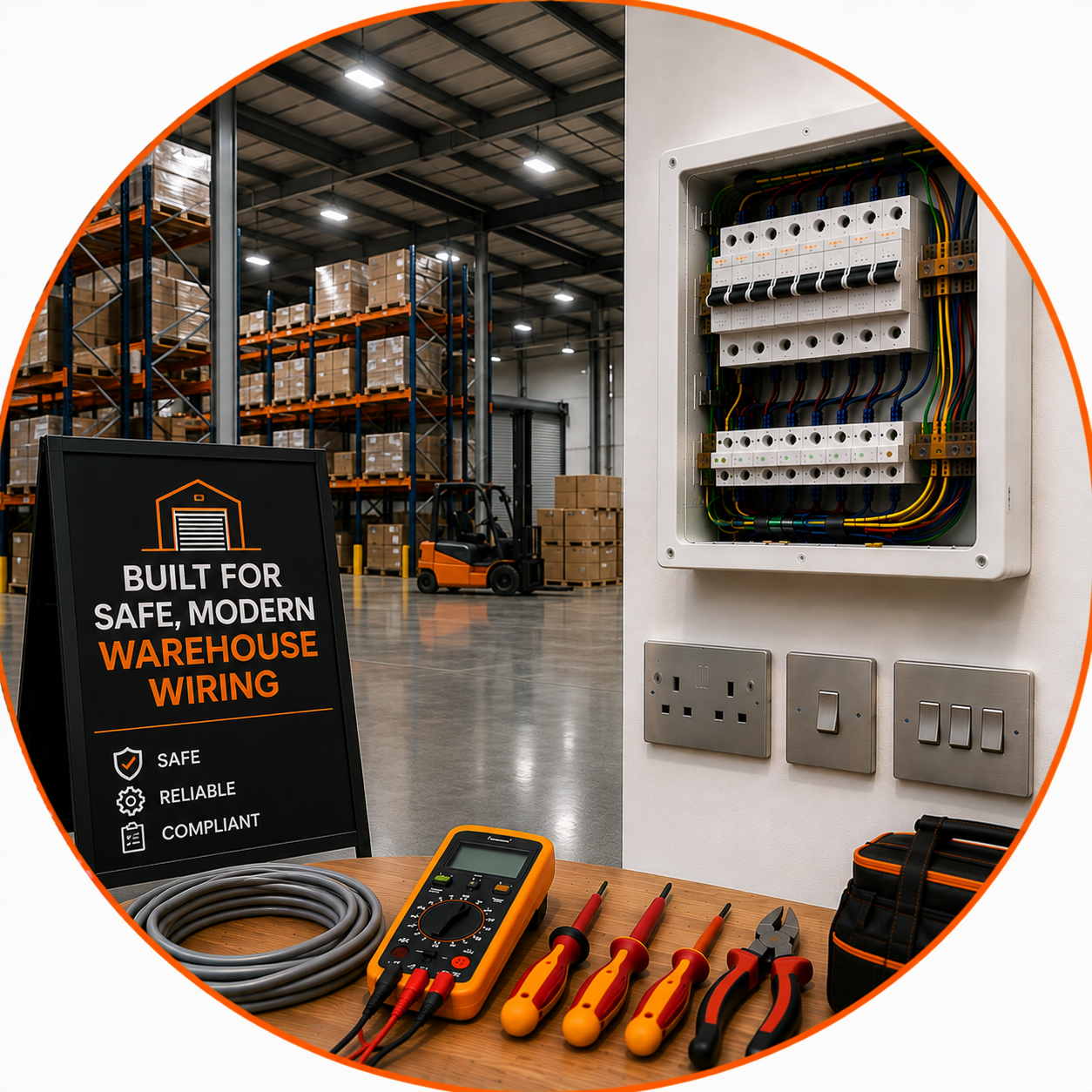 Warehouse Rewiring Manchester modern warehouse electrical wiring and consumer unit