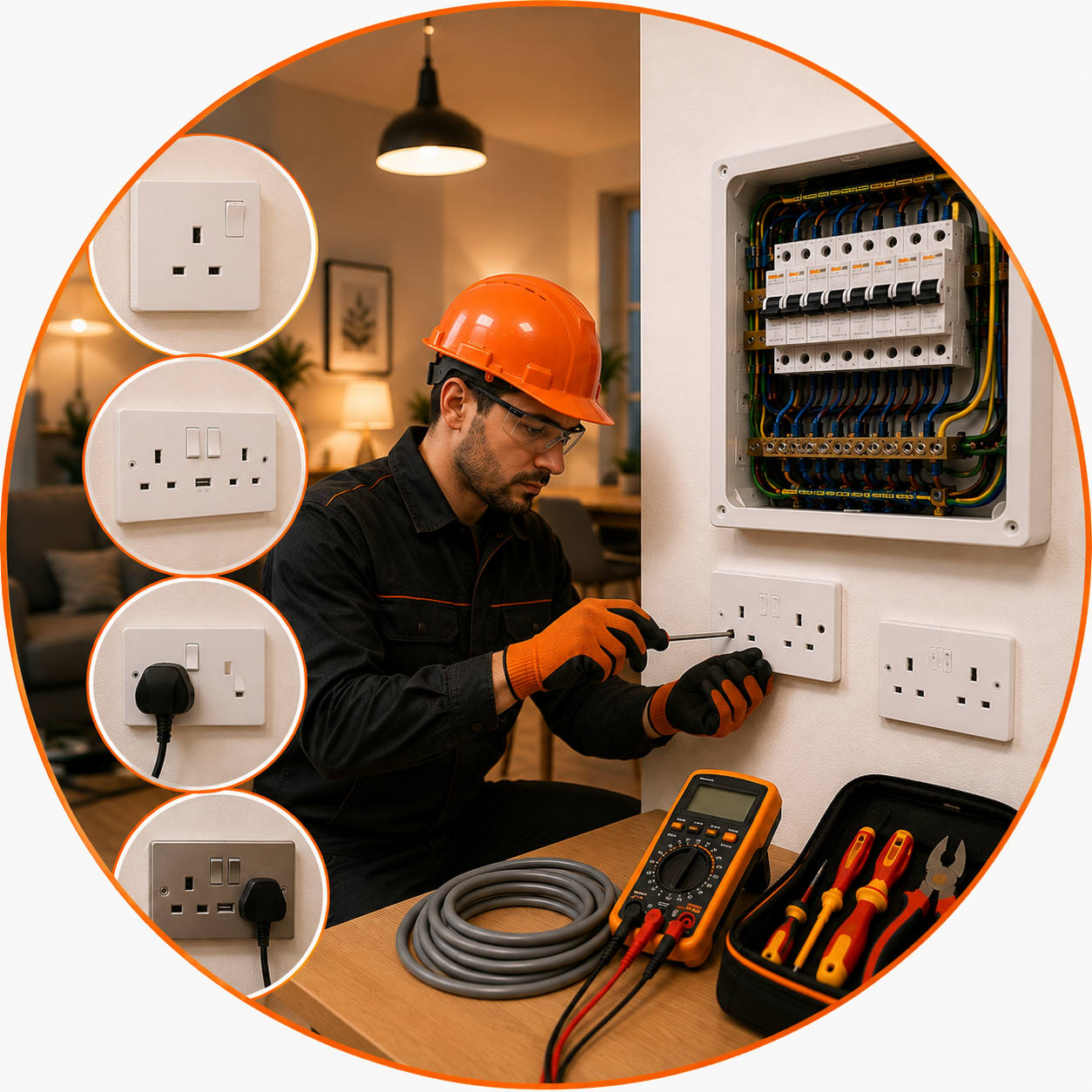 Electric Shocks from Switches Manchester electrician inspecting electrical switches and wiring.