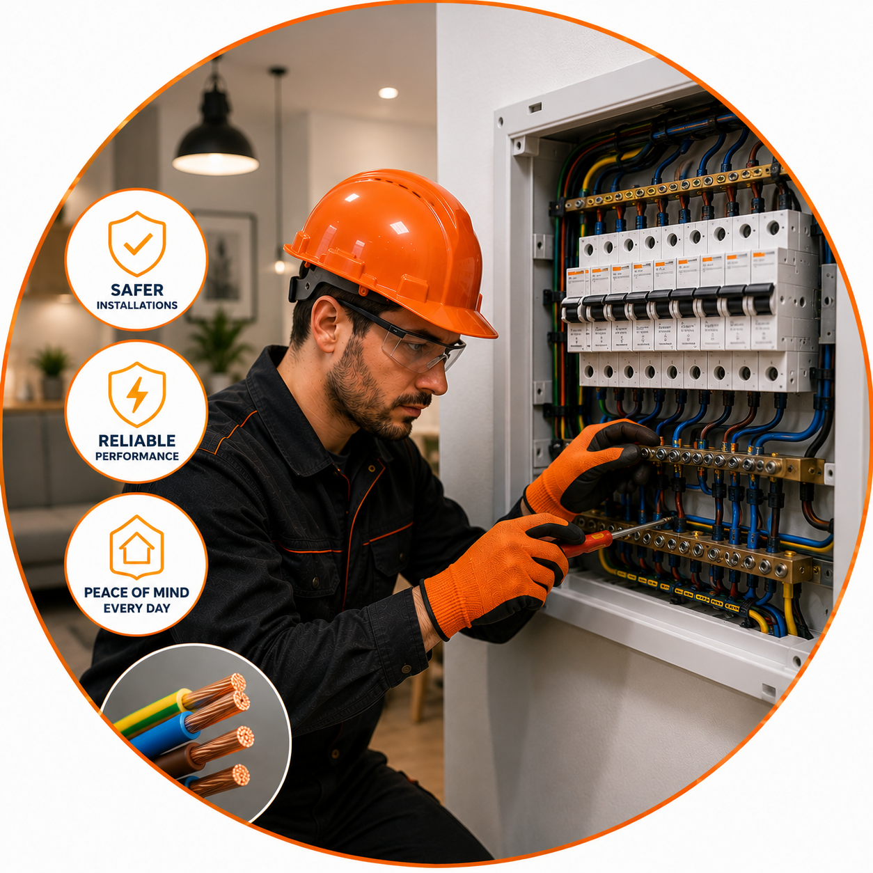 Overloaded Electrical Circuits Manchester electrician inspecting an electrical distribution board.