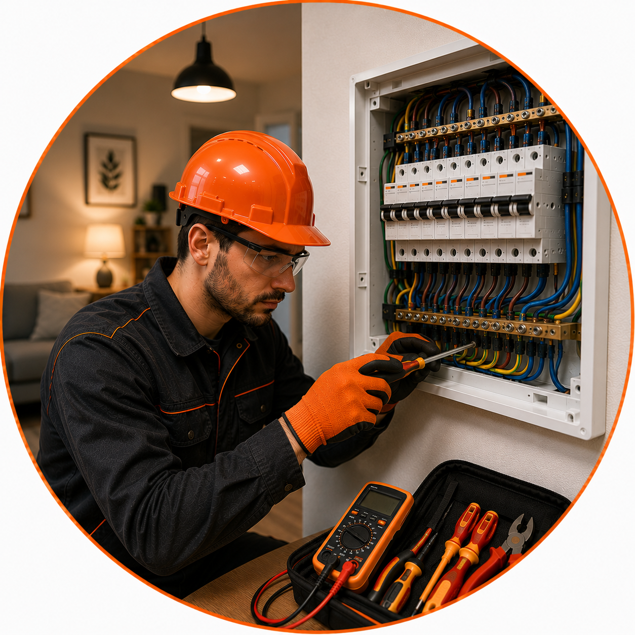 Damaged Electrical Wiring Manchester electrician inspecting electrical wiring and circuit components.