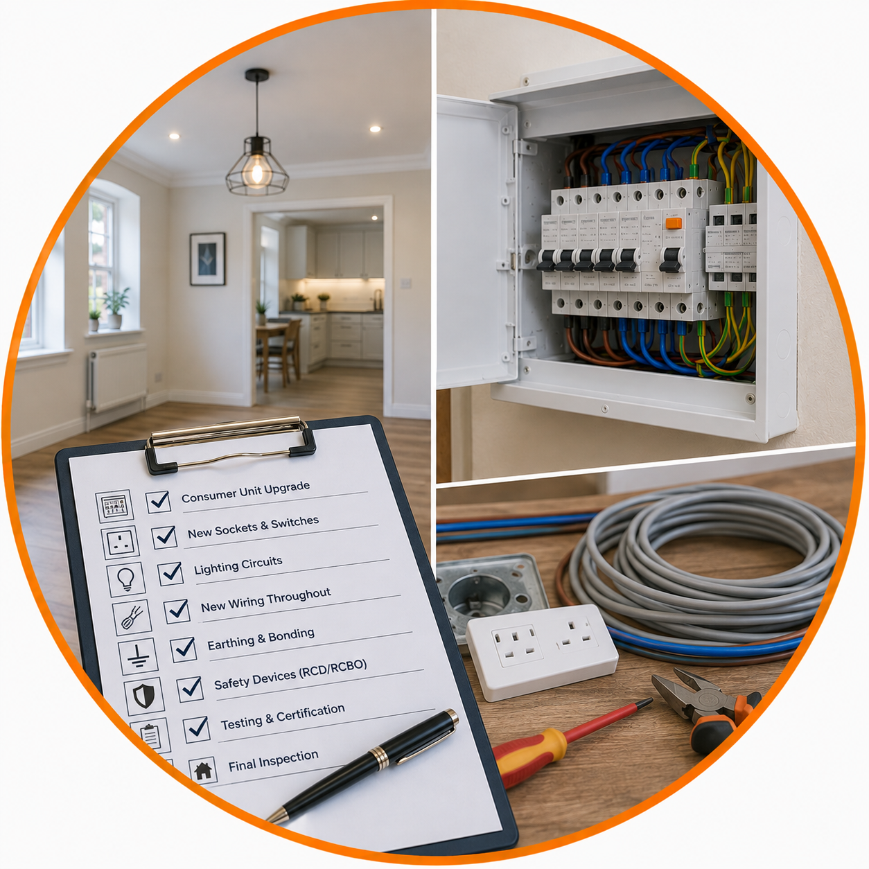 House Rewire Checklist Manchester with electrical wiring, consumer unit and rewiring planning checklist
